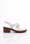 White Tan Genuine Leather Women's Sandals - Back Tie 41235109