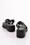 Women's Back Tie Sandals Black Black Genuine Leather 41235109 - 3