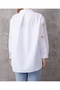 White Oversized Floral Embroidered Cotton Long sleeve Shirt - 4