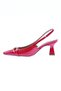 2000-22y Red Women's Heeled Shoes - Chain Accessory, Blunt Toe - 3