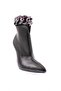 4250 Women's Pointed Toe Metal Twist Strap Thin Heeled Boots Black - 2