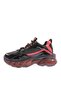 70150-22Y Women's Lace-Up Mega Thick Sole Sneakers Shoes Black Red - 4