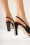 Elenita Black Blunt Toe Stone Detailed Heeled Women's Shoes - 5
