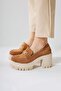 Manija Tan Suede Buckle Detailed Platform Loafer Shoes - 3