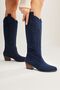Hero Navy Blue Suede Embroidered Cowboy Women's Boots - 2