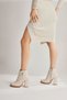 Destina Beige Oval Toe Heeled Women's Boots with Ankle Accessories, Women's Bootie Opportunity Product - 4