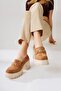 Manija Tan Suede Buckle Detailed Platform Loafer Shoes - 4