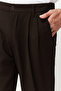 Kahverengi Pileli Klasik Baggy Fit Kumaş Pantolon TMNSS24PL00024 - 4