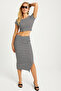Women's Black Bottom-Top Striped Skirt Set Xl2016 - 4