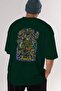 ONE PIECE (8) Anime Patterned Emerald Green Oversize Cotton T-Shirt Men Women - 7