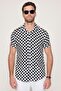Men's Viscose Sports Shirt - Slim Fit, Short Sleeve, Apache Collar - 2