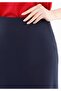 Maxi Length Navy Blue A-Line Zippered Lined Classic Skirt - 5