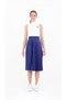 Indigo Midi Length Elastic Waist High Waist Pleated Skirt - 2