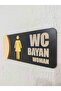 Horizontal Black Wc Gold Plexi Embossed Lady-Woman Warning Direction Sign