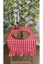 Roza Stain-Resistant, Water-Repellent, Vintage Ruffled Gingham Red Runner - 2