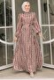 Patterned Brown Satin Chain Dress