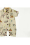 Tent Print Short Sleeve Jumpsuit Yellow - 2