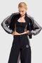 Women's Anthracite Black Color Stripe Detailed Design Bomber Jacket - 3