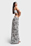 Black and White Zebra Pattern - 100% Cotton Palazzo Fit Women's Denim - 2
