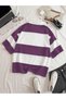 Unisex Multi Color Plain Striped Zippered Polo Collar Oversize T-Shirt - 3