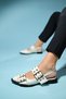 Paloma Ecru Skin Gold Buckle Women's Sandals