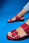 Blob Red Patent Leather Women's Sandals with Silver Buckle - 8