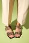 Blob Black-Yellow Patterned Gold Buckle Women's Sandals - 7