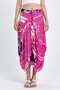 Women's Fuchsia Elastic Waist Patterned Pocketed Skirt