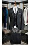 Men's Black Suit Pointed Collar Italian Style Slim Fit Jacket Vest Trousers-Xprzcom820-001