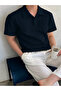 Men's Oversize Polo Neck Waffle T-Shirt POLOYAKA-BUTTONED