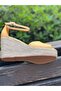 Women's Genuine Leather Suede Straw Handmade Filled Heel Sandals 6863 - 5