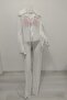 White Hooded Sequin Embroidered Long Pareo - 3