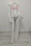 White Hooded Sequin Embroidered Long Pareo