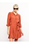Women's Shirt Collar Plain Dress (W2) - 4