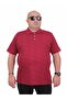 Men's Large Size Polo Collar Triangle Printed T-Shirt 24450 Claret Red