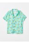 Lcw Baby Mint Green Printed Resort Collar Short Sleeve Printed Baby Boy Shirt and Shorts 2-Piece Set - 2