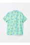 Lcw Baby Mint Green Printed Resort Collar Short Sleeve Printed Baby Boy Shirt and Shorts 2-Piece Set - 3