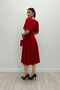Crepe Fabric Square Collar Midiboy Evening Dress - RED - 5