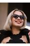 Women's Sunglasses Cat Eyes Design Black Frame Black Glass - 3