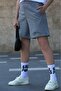 Mad Girls Gray Printed Shorts Mg1144