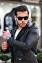 Men's Black Leather Water Cold Proof Cross North Slim Fit Lined Seasonal Spring Jacket