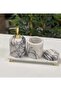 Leyli̇- Gold Top Detail Lilac Marble Bathroom Set- 4 Pieces - 2