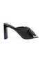 1306 Black Women's Bow Detailed Heeled Slippers