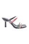 710-2164-23Y Women's Square Toe Banded Heeled Slippers Black Multi