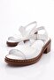 White Tan Genuine Leather Women's Sandals - Back Tie 41235109 - 4