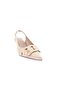 1346 Women's Pointed Toe Buckle Open Back Heeled Shoes Beige - 2