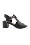 055 Women's Laser Heeled Sandals Genuine Leather Black