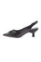 Women's Pointed Toe Buckle Open Back Heeled Shoes Black 24573261 - 3