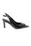 1331 Women's Pointed Toe Buckle Open Back Heeled Shoes Black