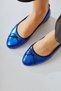 Sille Cobalt Blue Wrinkled Leather Bow Detailed Ballerinas, Women's Ballerina Shoes - 2